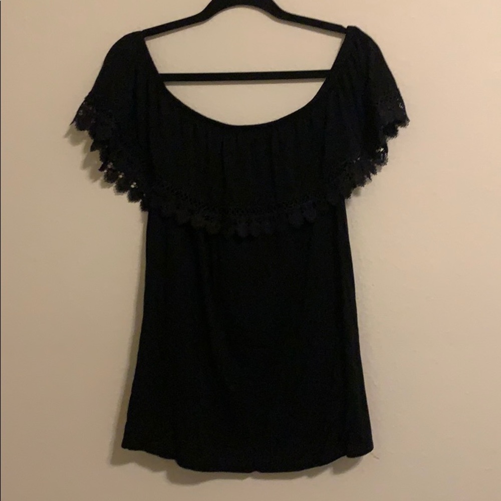 Off shoulder black lace top